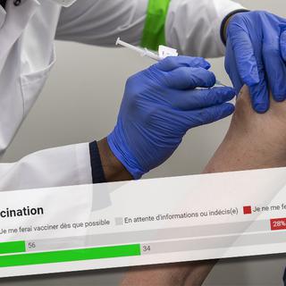 Plus de 40% des Suisses ont l'intention de se faire vacciner, selon le sondage SSR. [Keystone - Martial Trezzini]
