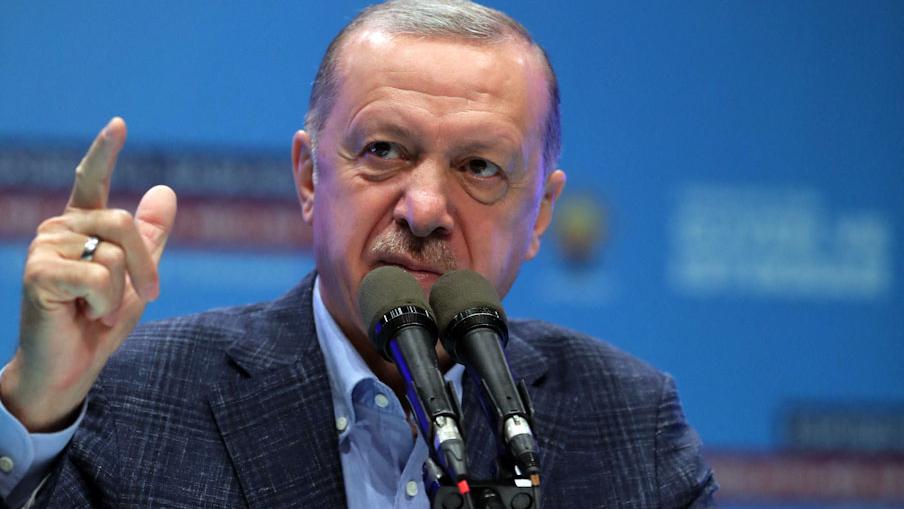 Le président Erdogan a évoqué le cas des ambassadeurs lors d'un déplacement dans le centre de la Turquie. [Turkish Presidency/Anadolu Agency/AFP - Murat Cetinmu]