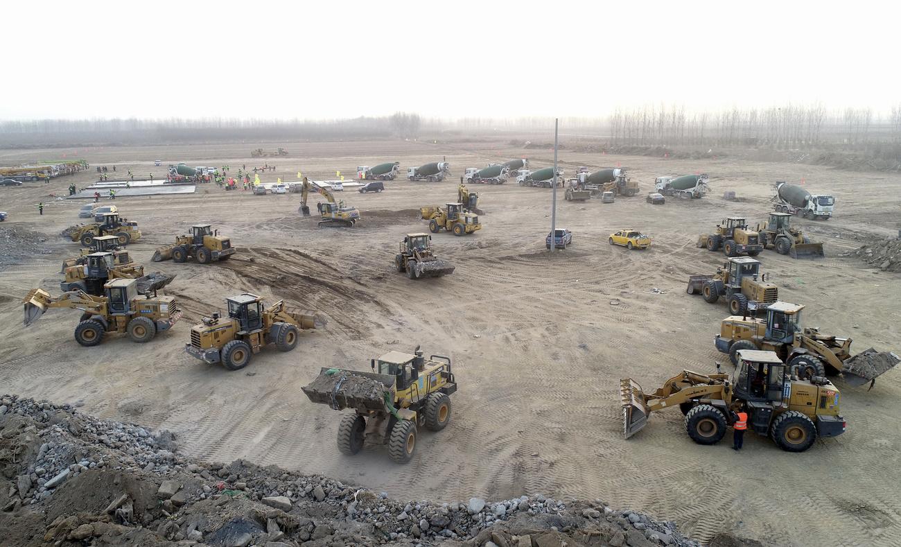 Le chantier de la construction d'un site destiné aux quarantaines, d'une surface totale de 33 hectare dans la ville de Shijiazhuang dans la province du Hebei, le 14 janvier 2021. [AP/Keystone - Yang Shiyao]