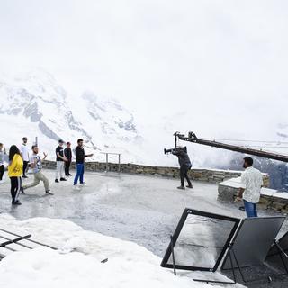 Le tournage du film "Jaguar" sur le Gornergrat à Zermatt. [Keystone - Manuel Lopez]