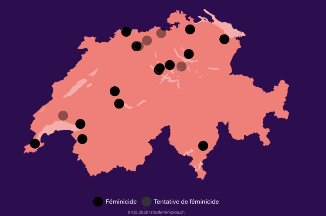 Les féminicides et les tentatives de féminicides en Suisse en 2020. [stopfeminicide.ch]