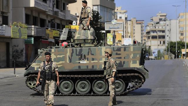 Des soldats de l'armée libanaise à Beyrouth le 14 octobre 2021. [Keystone - AP Photo/Hussein Malla]