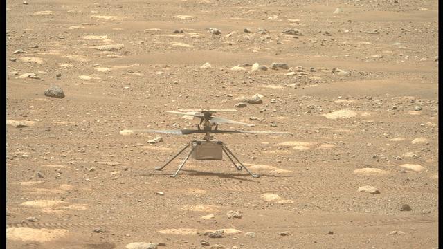 L'hélicoptère de la Nasa sur Mars, Ingenuity, a pour la première fois fait tourner ses hélices lors d'un test nocturne. [NASA - Keystone/EPA]