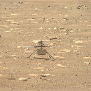 L'hélicoptère de la Nasa sur Mars, Ingenuity, a pour la première fois fait tourner ses hélices lors d'un test nocturne. [NASA - Keystone/EPA]