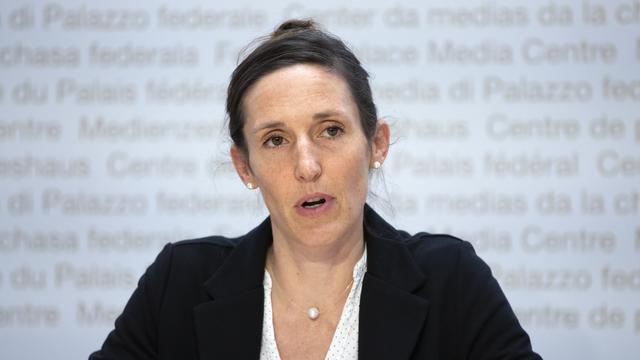 Tanja Stadler, présidente de la Task Force Covid de la Confédération. [Keystone - Peter Klaunzer]