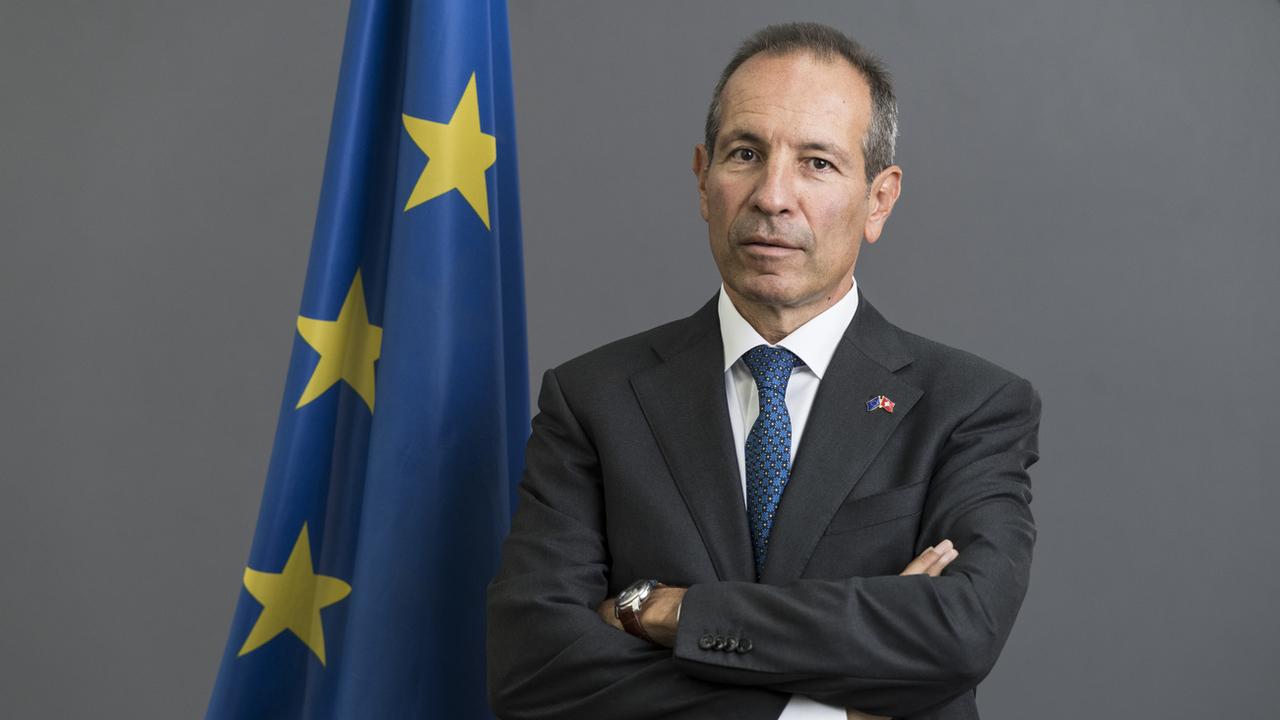 L'ambassadeur de l'Union européenne en Suisse Petros Mavromichalis. [Keystone - Alessandro della Valle]