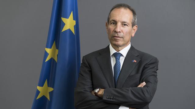 L'ambassadeur de l'Union européenne en Suisse Petros Mavromichalis. [Keystone - Alessandro della Valle]