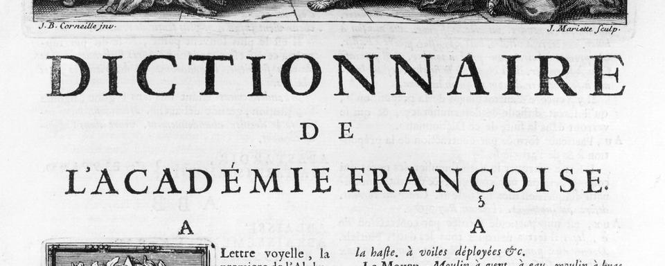 Tribu 30.08.21: La langue française en péril? - Page du dictionnaire de l'académie française. [AFP - Leemage]