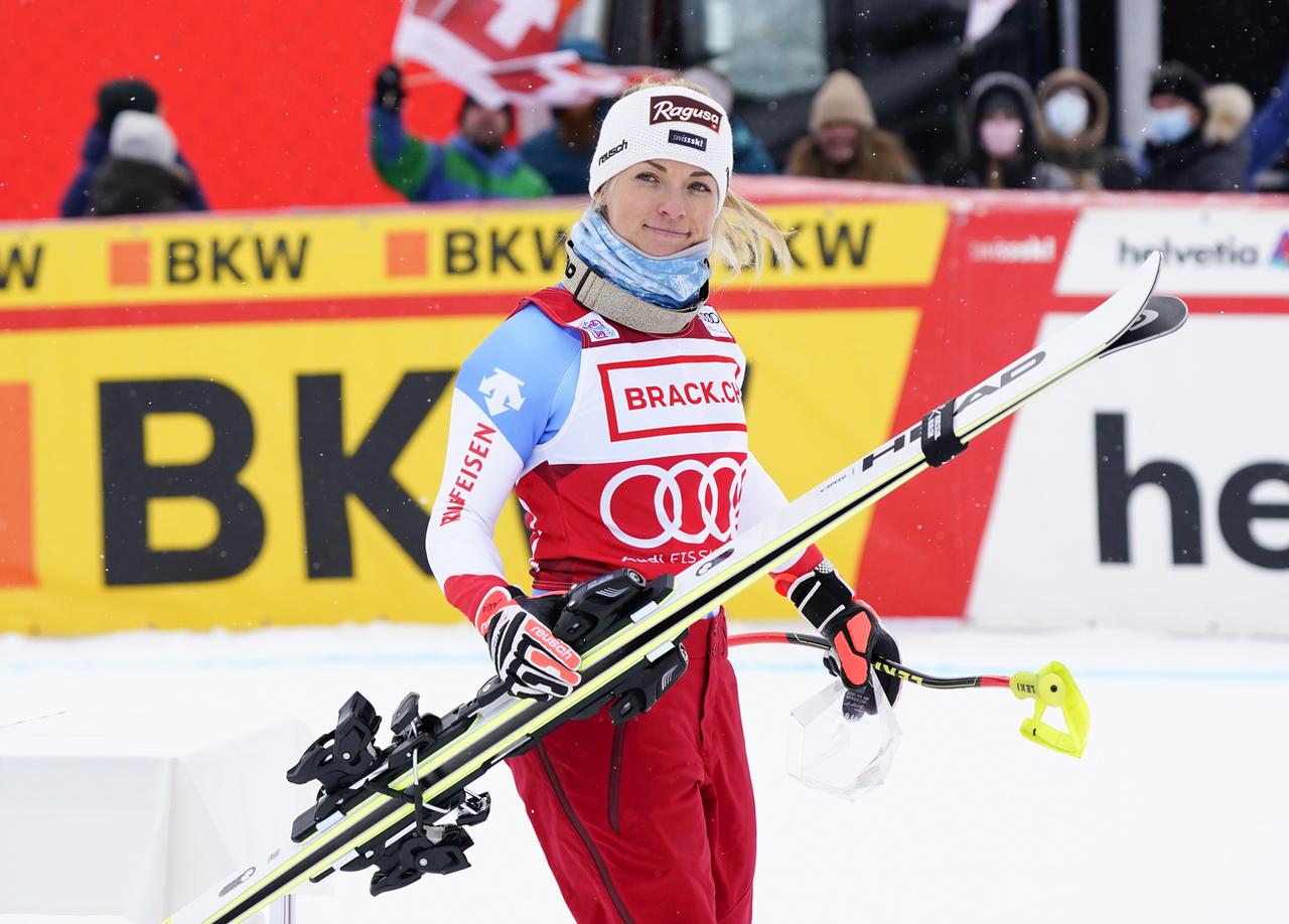 Lara Gut-Behrami n'a pas pris part au 2e entraînement en vue de la descente de samedi à Val d'Isère. [Keystone - Pier Marco Tacca]