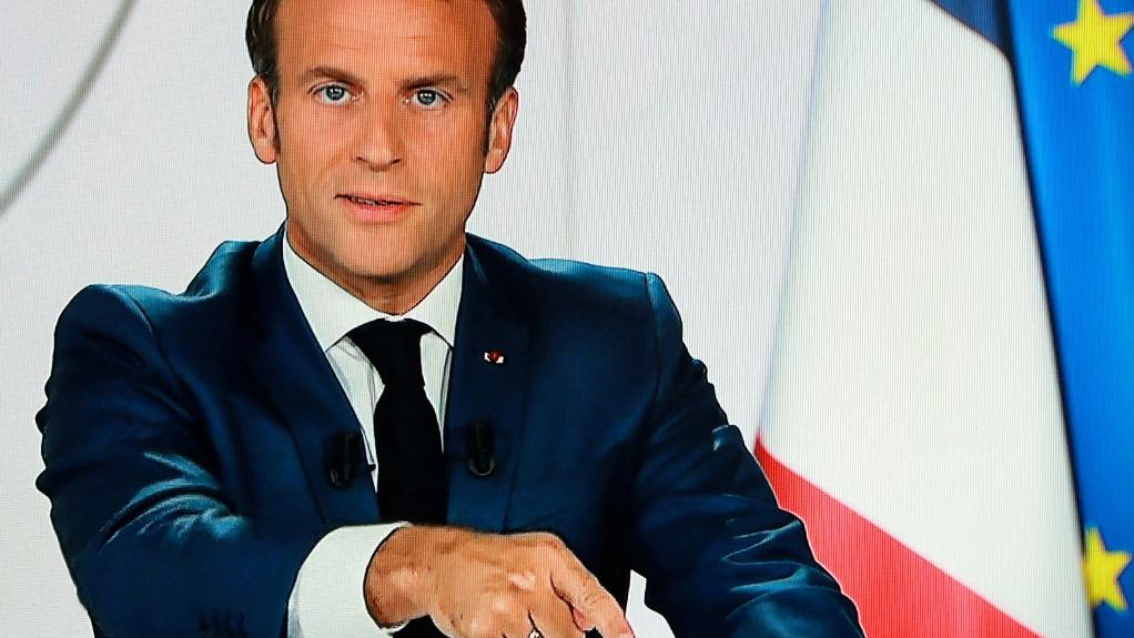 Emmanuel Macron lors d'une intervention télévisée le 21.07.2020. [AFP - Ludovic Marin]