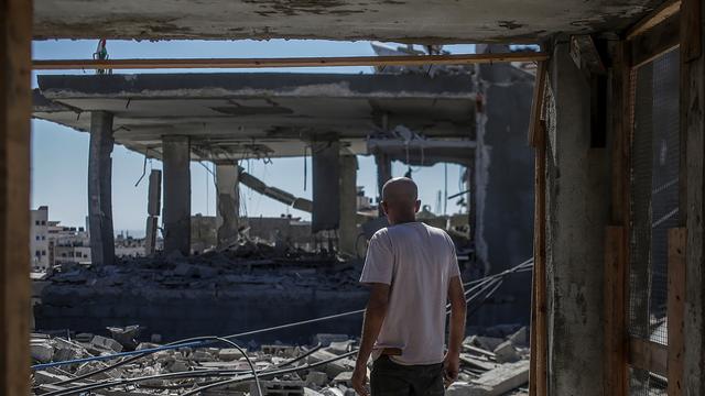 Une maison détruite après des tirs aériens sur Gaza, le 18 mai 2021. [EPA - Mohammed Saber]