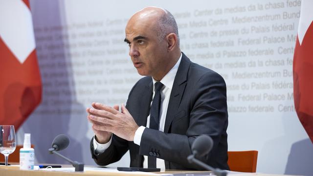 Alain Berset en train de s'exprimer. [KEYSTONE - Peter Klaunzer]