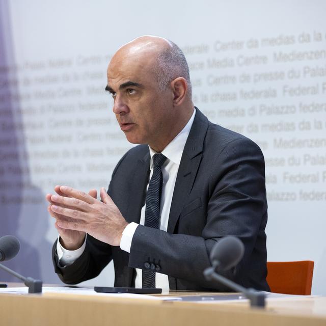 Alain Berset en train de s'exprimer. [KEYSTONE - Peter Klaunzer]