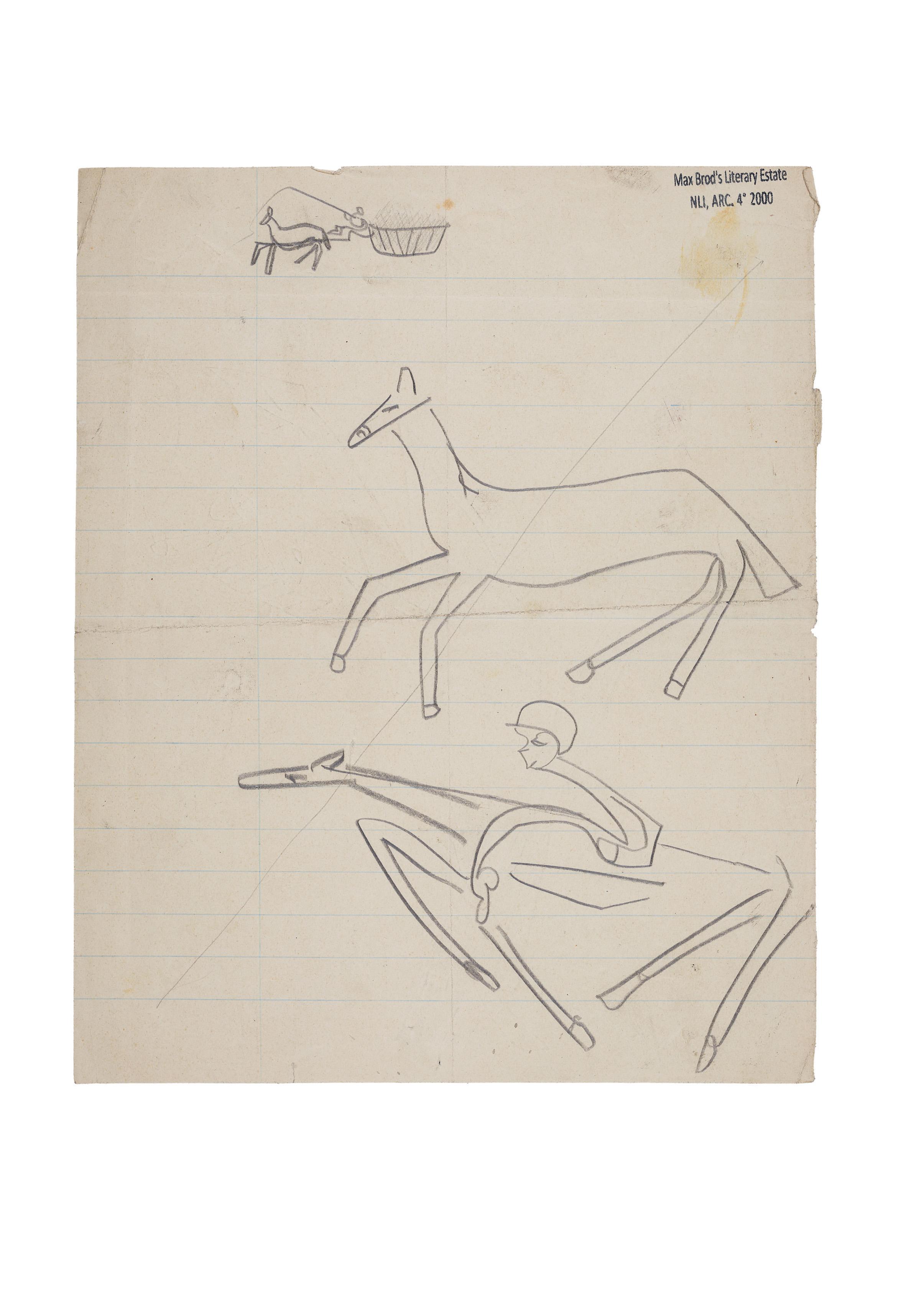 Chevaux et cavaliers 2. Dessins de Franz Kafka. [The Literary Estate of Max Brod/National Library of Israel]