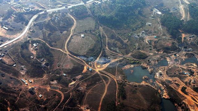 Une vue aérienne de la déforestation de l'Etat du Meghalaya en Inde. [Keystone]