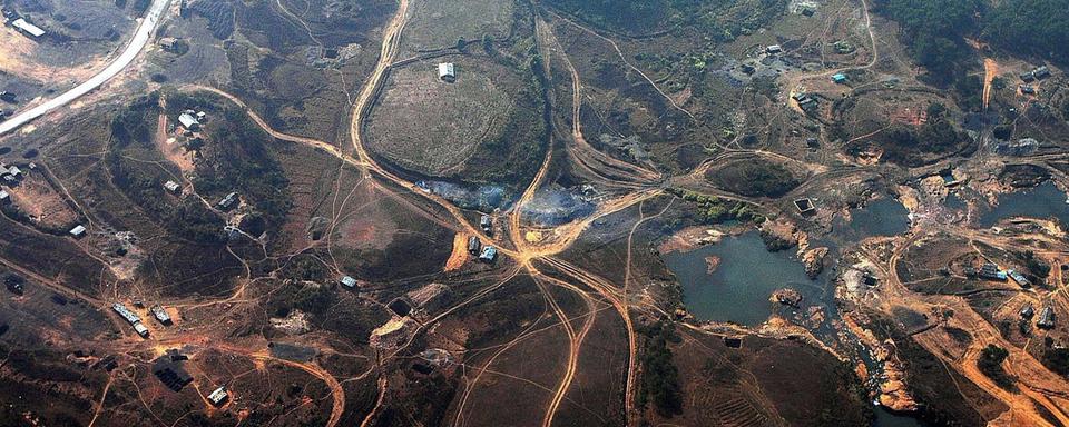 Une vue aérienne de la déforestation de l'Etat du Meghalaya en Inde. [Keystone]