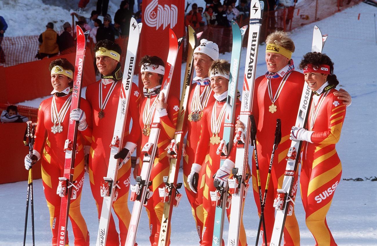La Suisse avait obtenu une moisson exceptionnelle de 14 médailles en 1987 sur le Haut-Plateau. [Keystone - Thomas Studhalter]