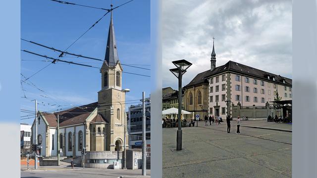 Temple et Eglise Ste Ursule, Fribourg.
Photo transmise par Grégory Roth pour l'émission Célébratio oecuménique du 05.09.21 [Wikimedia - J. K. Bremen / G. Roth]