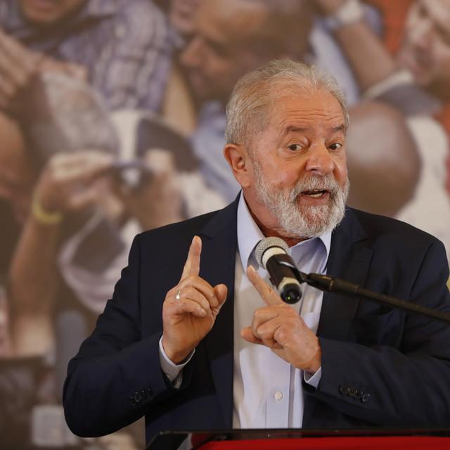 L'ex-président brésilien Lula lors de son intervention près de Sao Paulo, 10.03.2021. [AP/Keystone - Andre Penner]