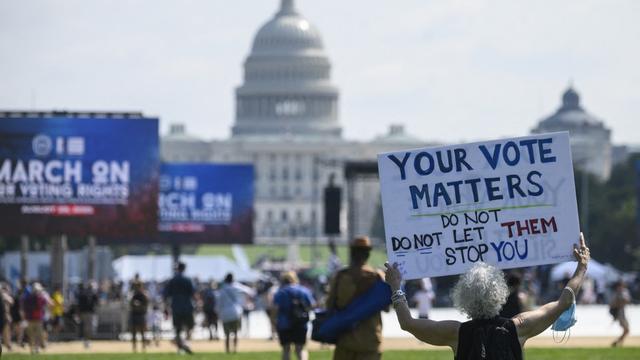 Des dizaines de manifestations ont eu lieu à travers les Etats-Unis, comme à Washington, pour défendre le vote des minorités. [afp - Andrew Caballero-Reynolds]