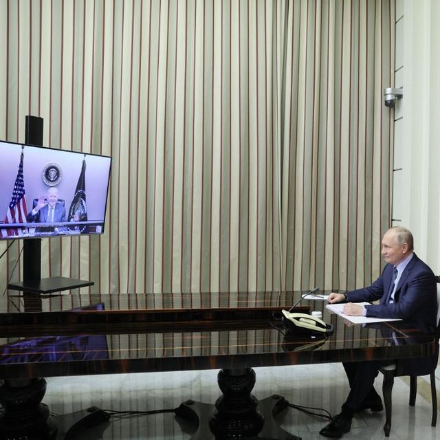 Vladimir Poutine lors de son entretien par vidéo avec Joe Biden, 07.12.2021. [Sputnik/AFP - Mikhail Metzel]