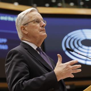 Michel Barnier, négociateur de l'UE en charge du Brexit. [Keystone/AP - Olivier Hoslet]