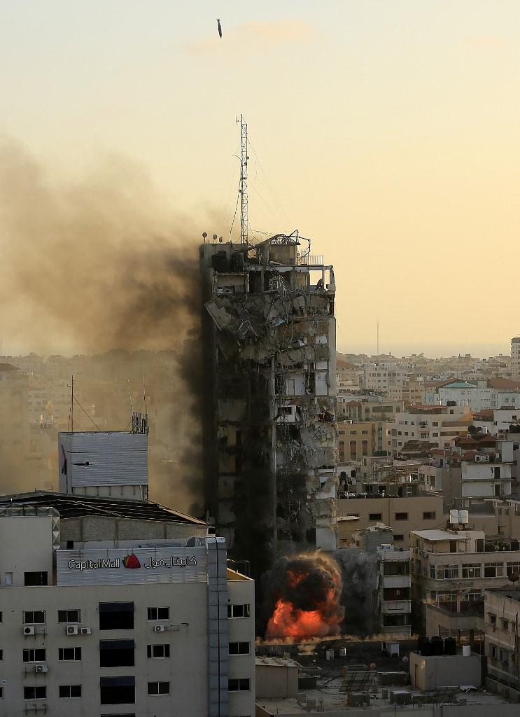La tour Al-Shorouk détruite à Gaza. [AFP - Qusay Dawud]
