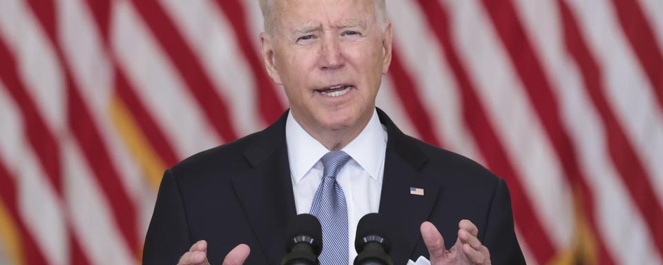 Joe Biden lors de son intervention sur l'Afghanistan, 16.08.2021. [Pool/EPA/Keystone - Oliver Contreras]