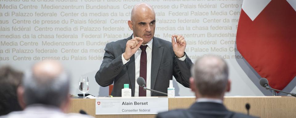 Alain Berset lors de la conférence de presse du 11.08.2021 à Berne. [Keystone - Peter Schneider]