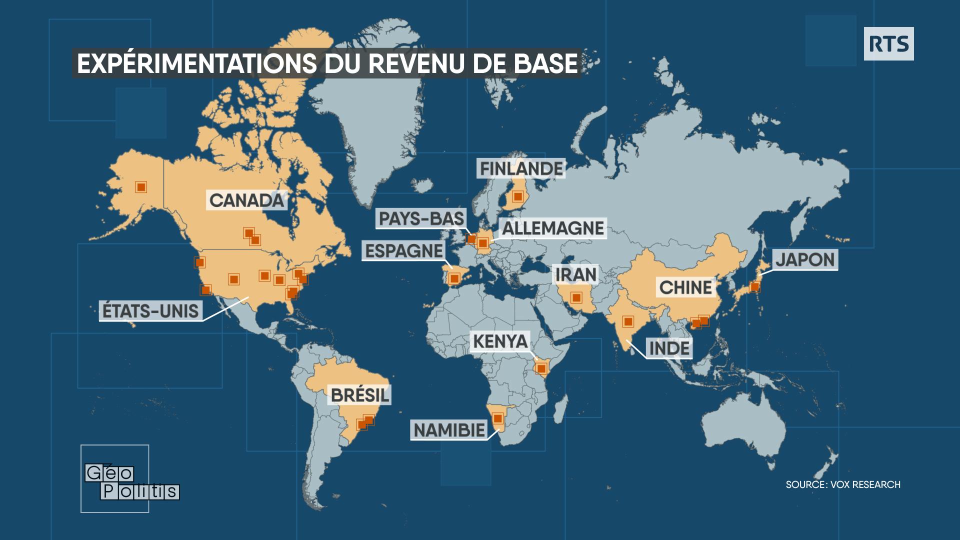 Le revenu de base testé dans une quinzaine de pays. [RTS - Géopolitis]