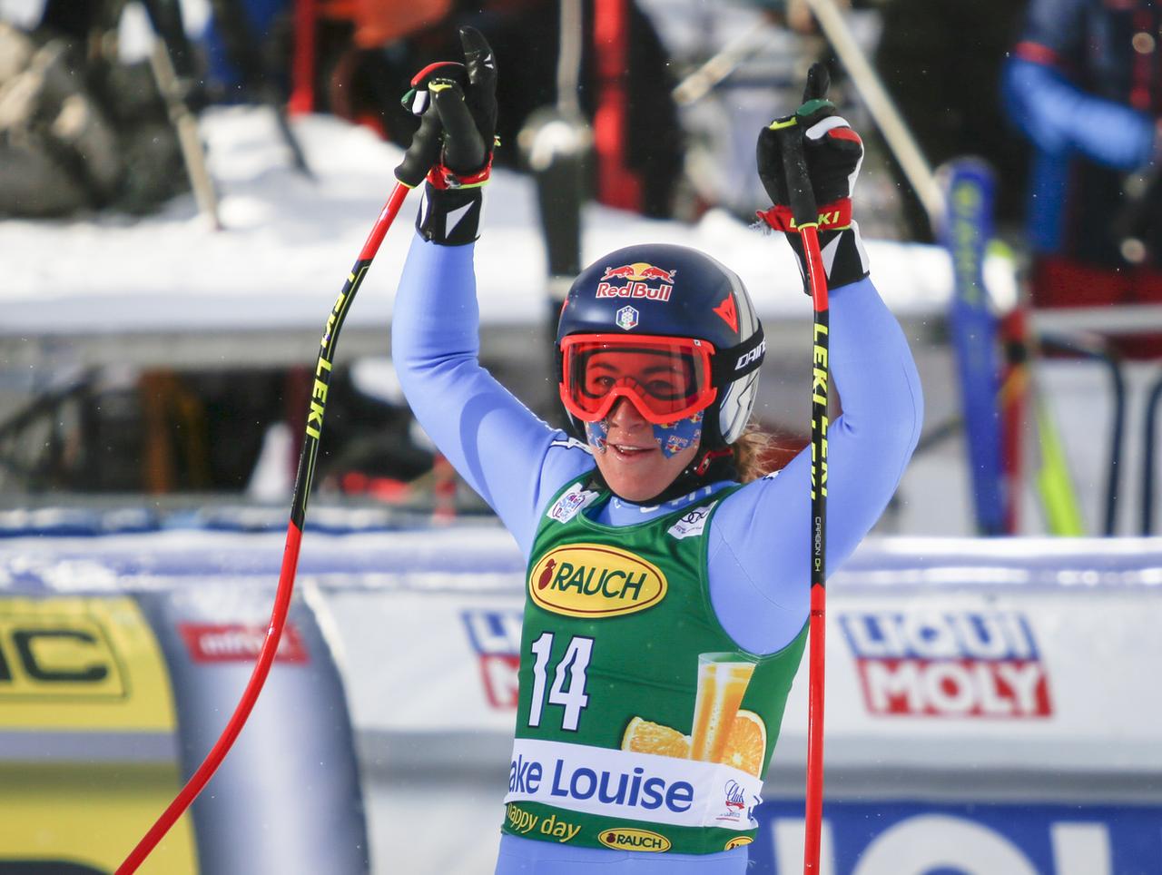 Goggia gagne aussi le super-G et réussit le triplé à Lake Louise [KEYSTONE - Frank Gunn]