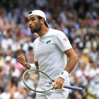 Matteo Berrettini joue sa première finale de Grand Chelem à Wimbledon face Novak Djokovic. [EPA/Keystone - Neil Hall]