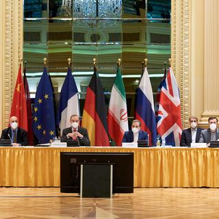 Les discussions sur le nucléaire iranien ont débuté dans un hôtel de Vienne, mardi 06.04.3021. [EU delegation in Vienna/APA/Keystone - Lars Ternes]