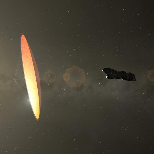 Illustration de Oumuamua, un astéroïde observé en 2017. [Science photo Library/MGA/AFP - Mark Garlick]