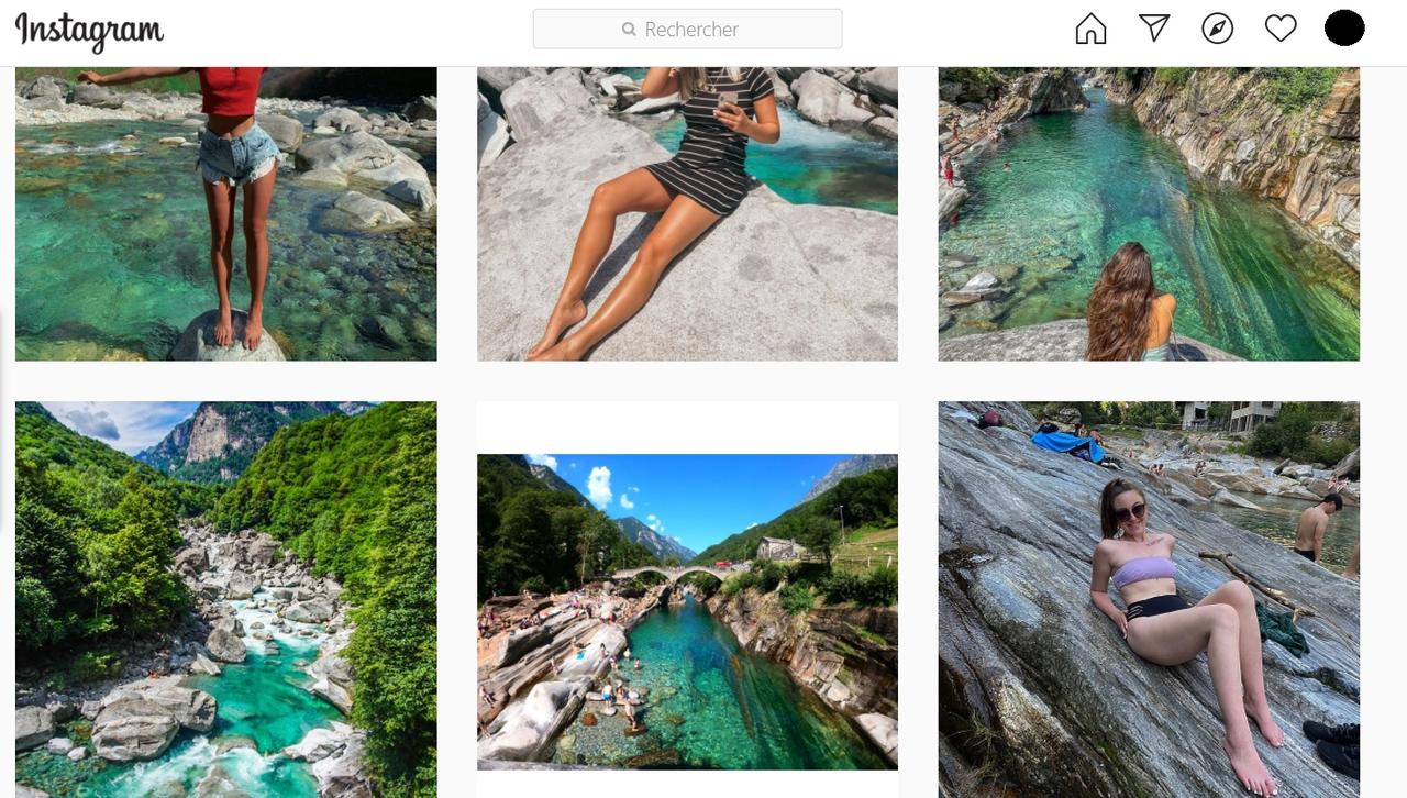 Posts sur Instagram du val Verzasca