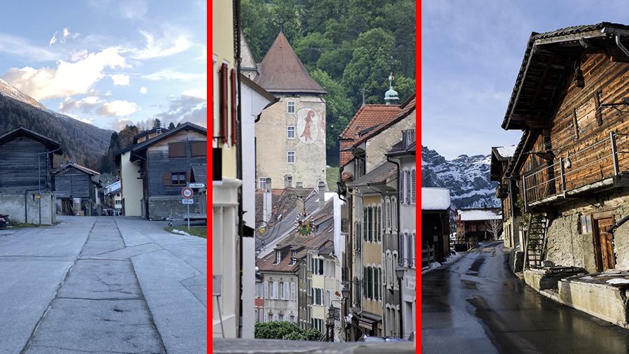 Bourg-St-Pierre, Porrentruy ou Albinen, trois communes qui cherchent à attirer une nouvelle population. [RTS/Keystone]