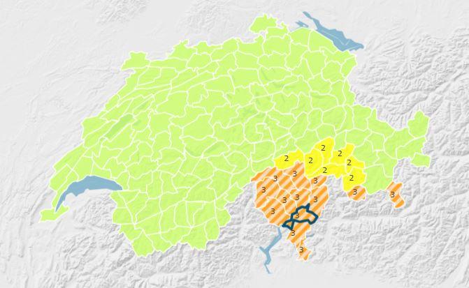 De gros orages sont attendus sur le sud de la Suisse. [Météosuisse, 27.07 11h34]