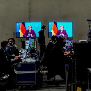 Le parti conservateur allemand CDU se réunit afin d'élire son président. [Keystone/EPA - Filip Singer]