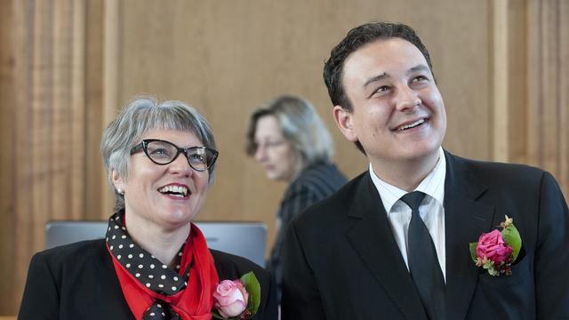 Les socialistes Monika Maire-Hefti et Jean-Nat Karakash ne se représentent pas au Conseil d'Etat neuchâtelois [Keystone - Sandro Campardo]