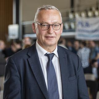 Andreas Jurt, Député chaux-de-fonnier, pose lors de l'assembée générale du Parti libéral-radical neuchâtelois, PLR, FDP, pour la nomination des candidats aux élections fédérales 2019, ce samedi, 16 mars 2019, a la salle Cort'Agora a Cortaillod. [KEYSTONE - Adrien Perritaz]