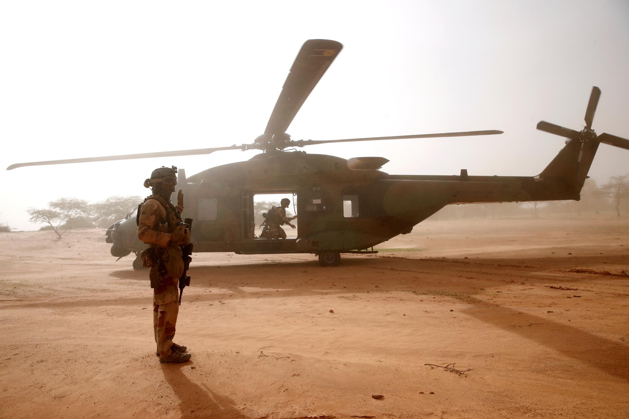 Un hélicoptère de l'armée française à Ndaki, au Mali, le 29 juillet 2019. [Reuters - Benoît Tessier]