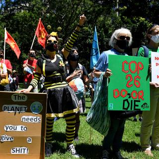 Une manifestation pour le climat en Australie en marge de la COP26 le 6 novembre 2021. [EPA/Keystone - Dan Himbrechts]
