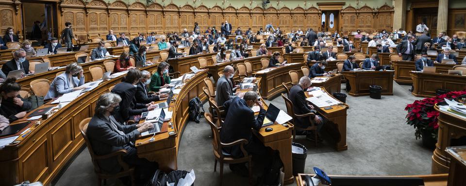 Le Conseil national en séance, 30.11.2021. [Keystone - Alessandro della Valle]