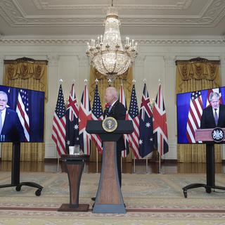 Les Etats-Unis ont annoncé avec l'Australie et le Royaume-Uni un partenariat de sécurité dans la zone indo-pacifique. [Keystone - Oliver Contreras]