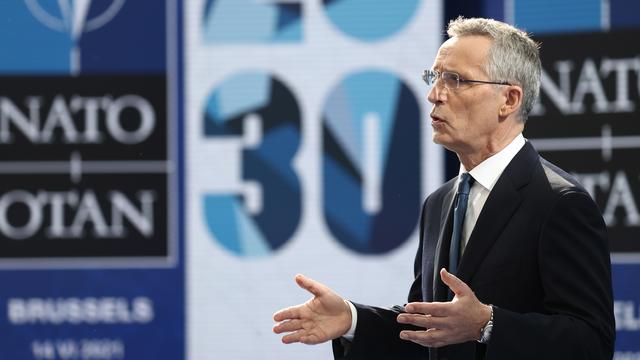 Le secrétaire général de l'Otan Jens Stoltenberg, avant le sommet du 14 juin 2021 à Bruxelles. [EPA/Keystone - Kenzo Tribouillard]