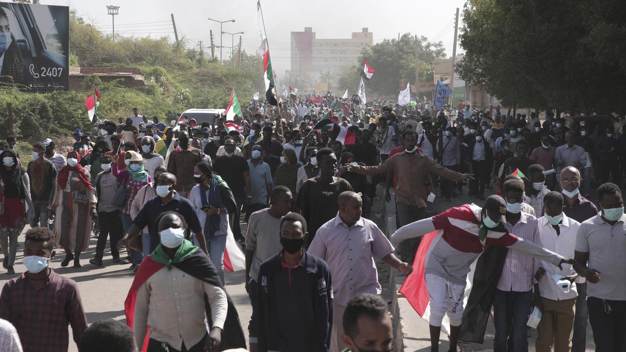 De vastes manifestations au Soudan ce dimanche. [Keystone - AP Photo/Marwan Ali]
