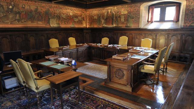 La salle du Conseil d'Etat à Genève. [Keystone - Martial Trezzini]