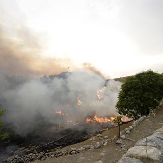 Un incendie près de Ragusa en Sicile, le 11 août 2021. [Keystone - Francesco Rute]