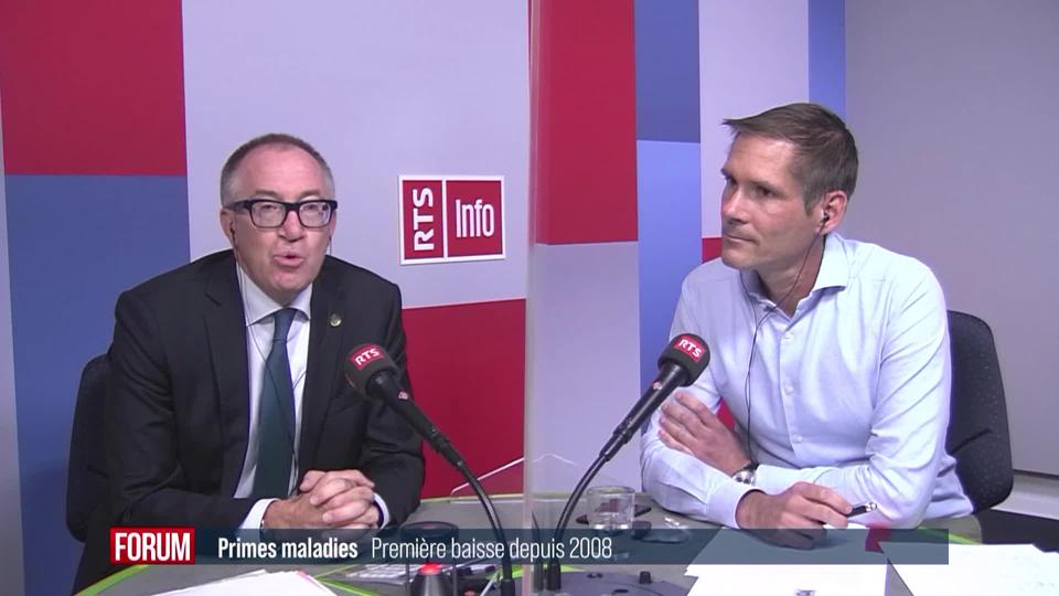 Baisse des primes maladie: les réactions de Michel Matter et Christophe Kaempf (vidéo)