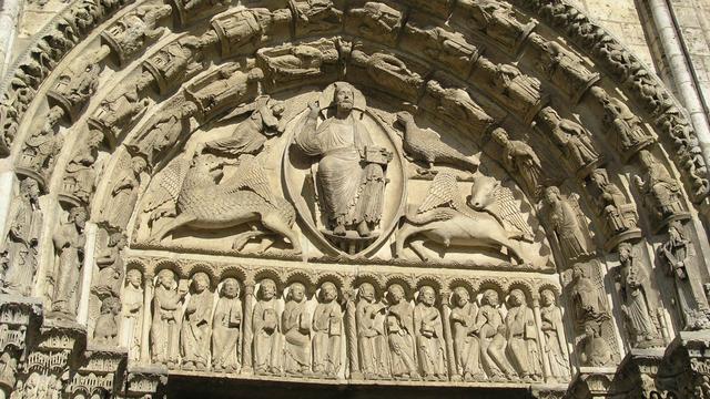 Christ en gloire, tympan de la cathédrale de Chartres, 2014 [RTS]